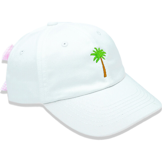 Palm Tree Bow Baseball Hat, White