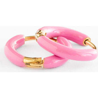 Enamel Hoop Earrings, Pink