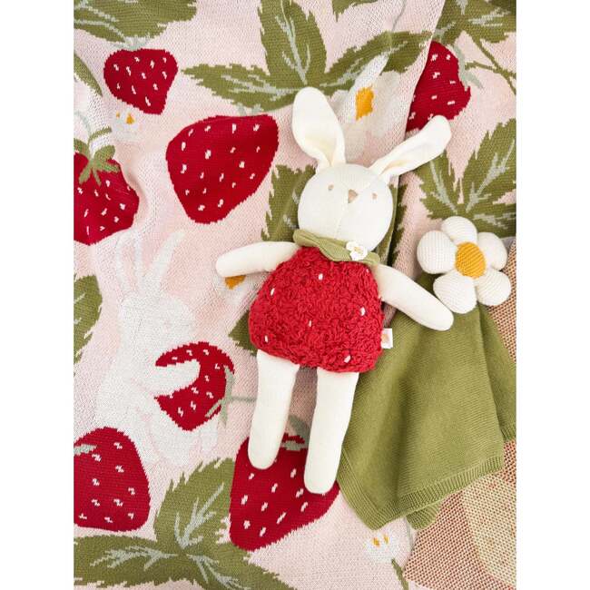 Strawberry Blanket Flower Lovey Bunny Plush Toy Cotton Gift Set - Dolls - 2