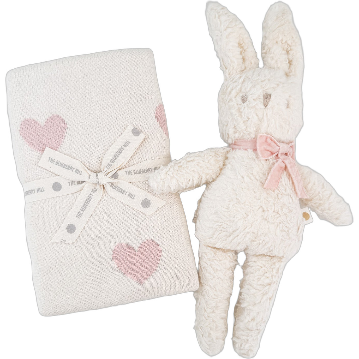 Heart I Love You Blanket Bunny Plush Pink Toy Baby Gift Set - Blankets - 1