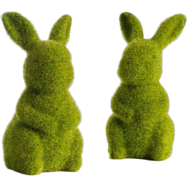 Moss Covered Standing Bunny Rabbits Easter Tabletop Decor - Set of 2 - Accents - 1