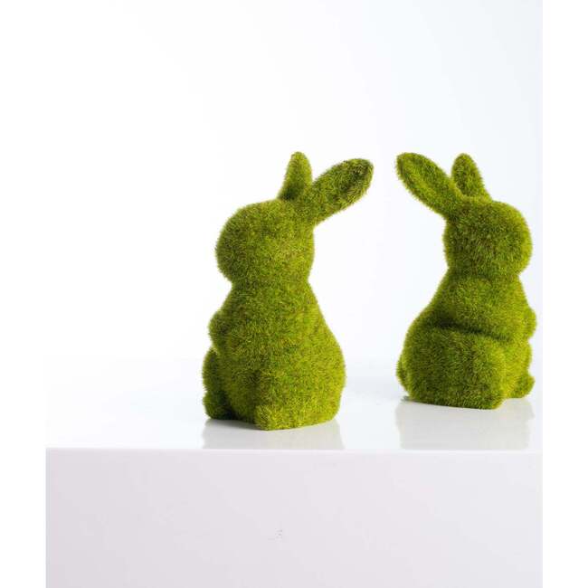 Moss Covered Standing Bunny Rabbits Easter Tabletop Decor - Set of 2 - Accents - 2