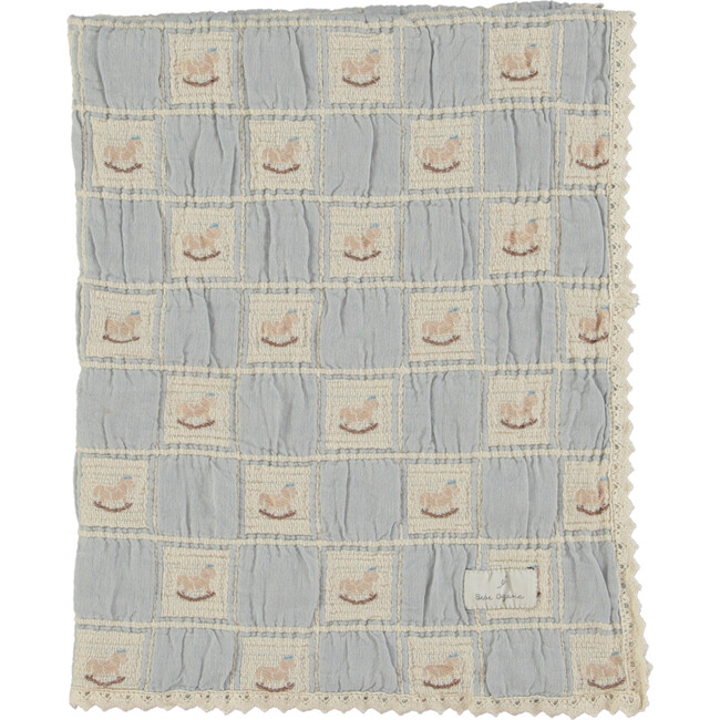 Rocking Horse Blanket, Blue Horse Patchwork - Blankets - 1