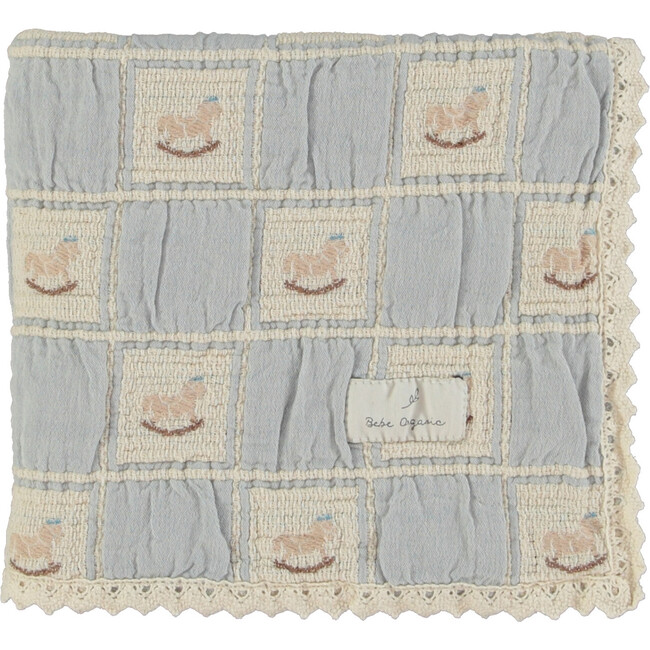 Rocking Horse Blanket, Blue Horse Patchwork - Blankets - 2