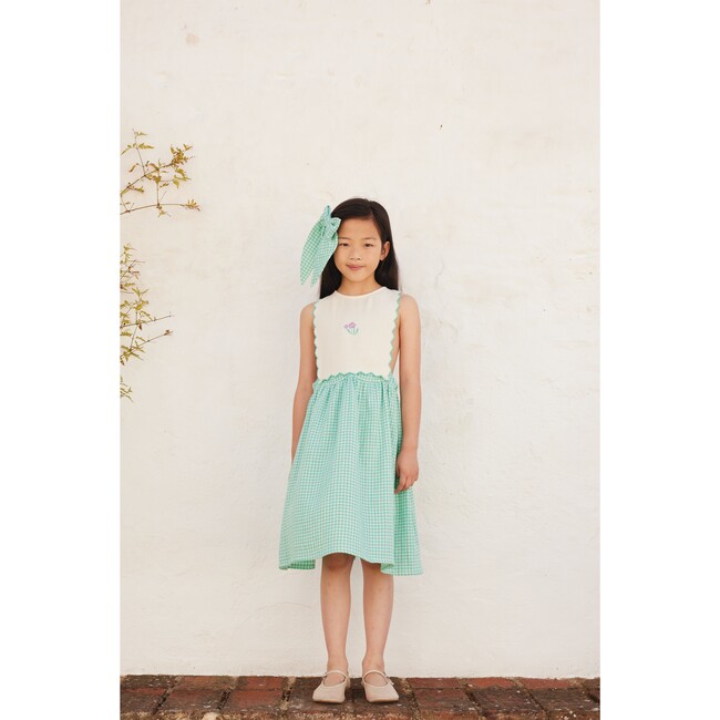 Amber Apron Dress, Mediterranean Check - Dresses - 2