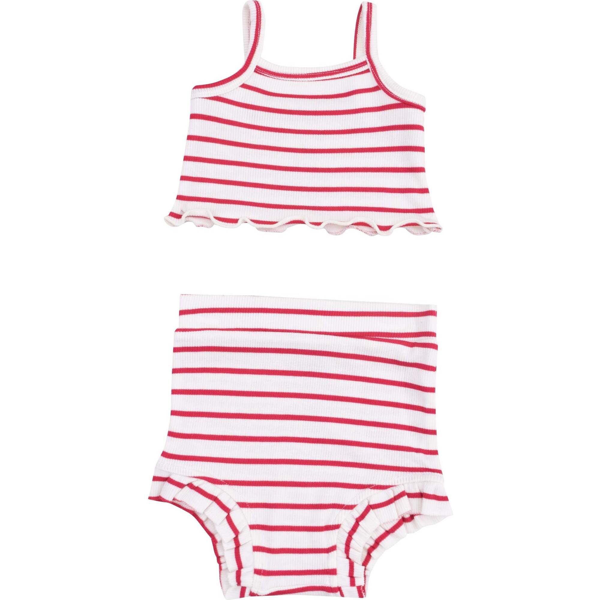Tank Top & High Waisted Short -Stripe Vintage  Red - Mixed Apparel Set - 1
