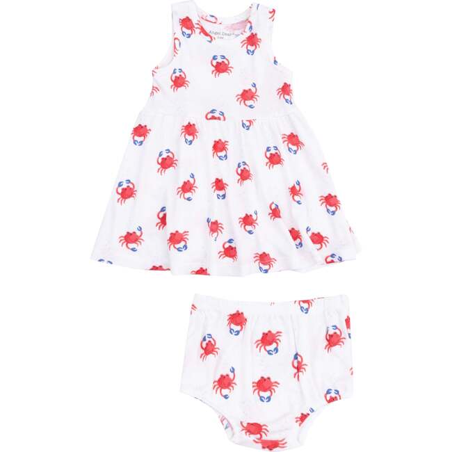 Tank Dress and Bloomer, Crabby Cuties White