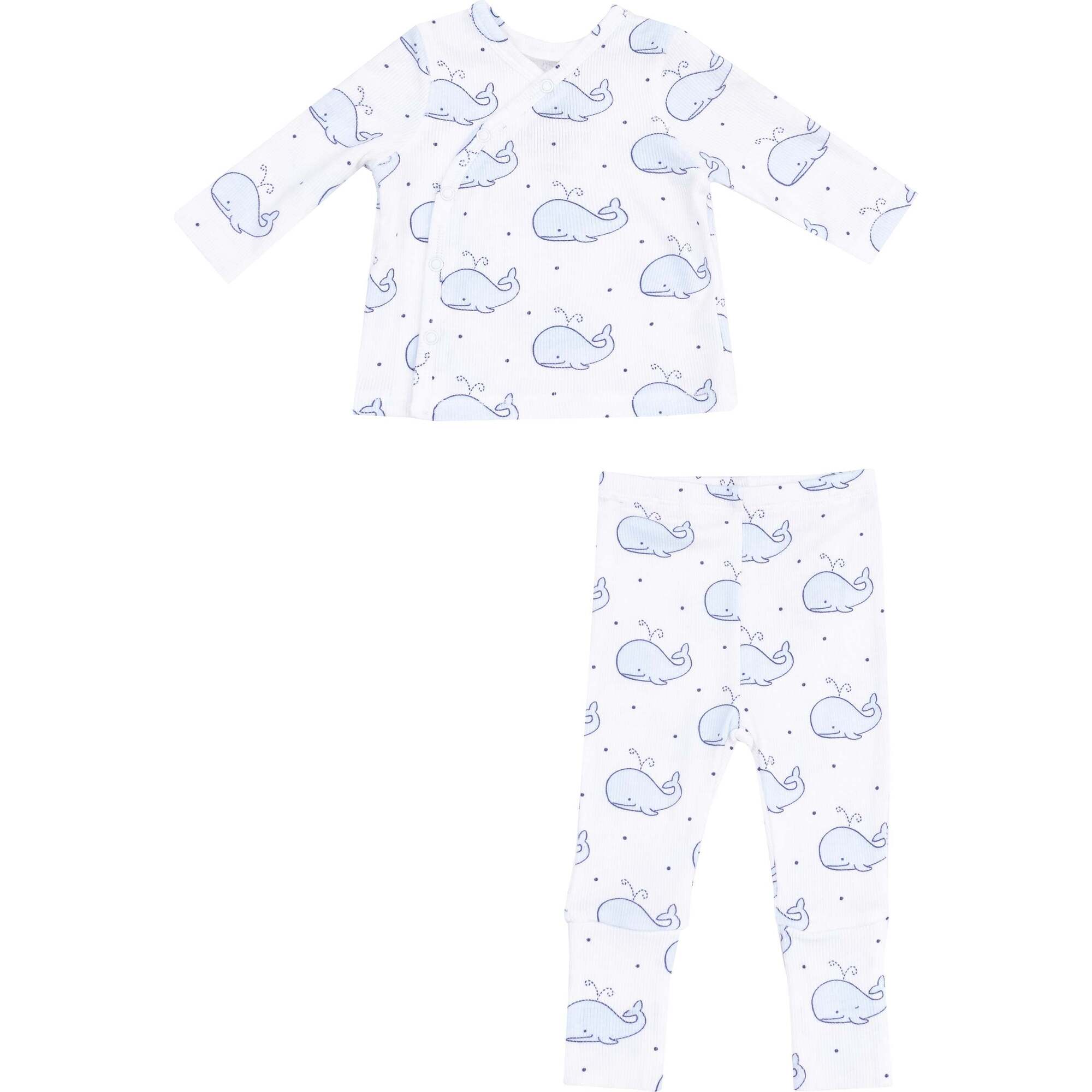 Take Me Home Set with Roll Over Cuff Pant, Bubbly Whale Blue - Mixed Apparel Set - 1