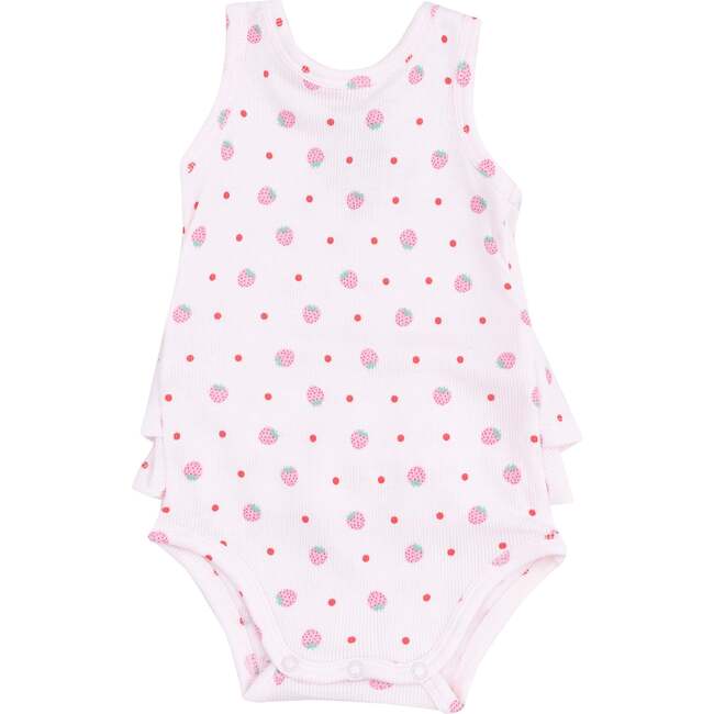 Ruffle Tank Bubble, Strawberry Swiss Dot