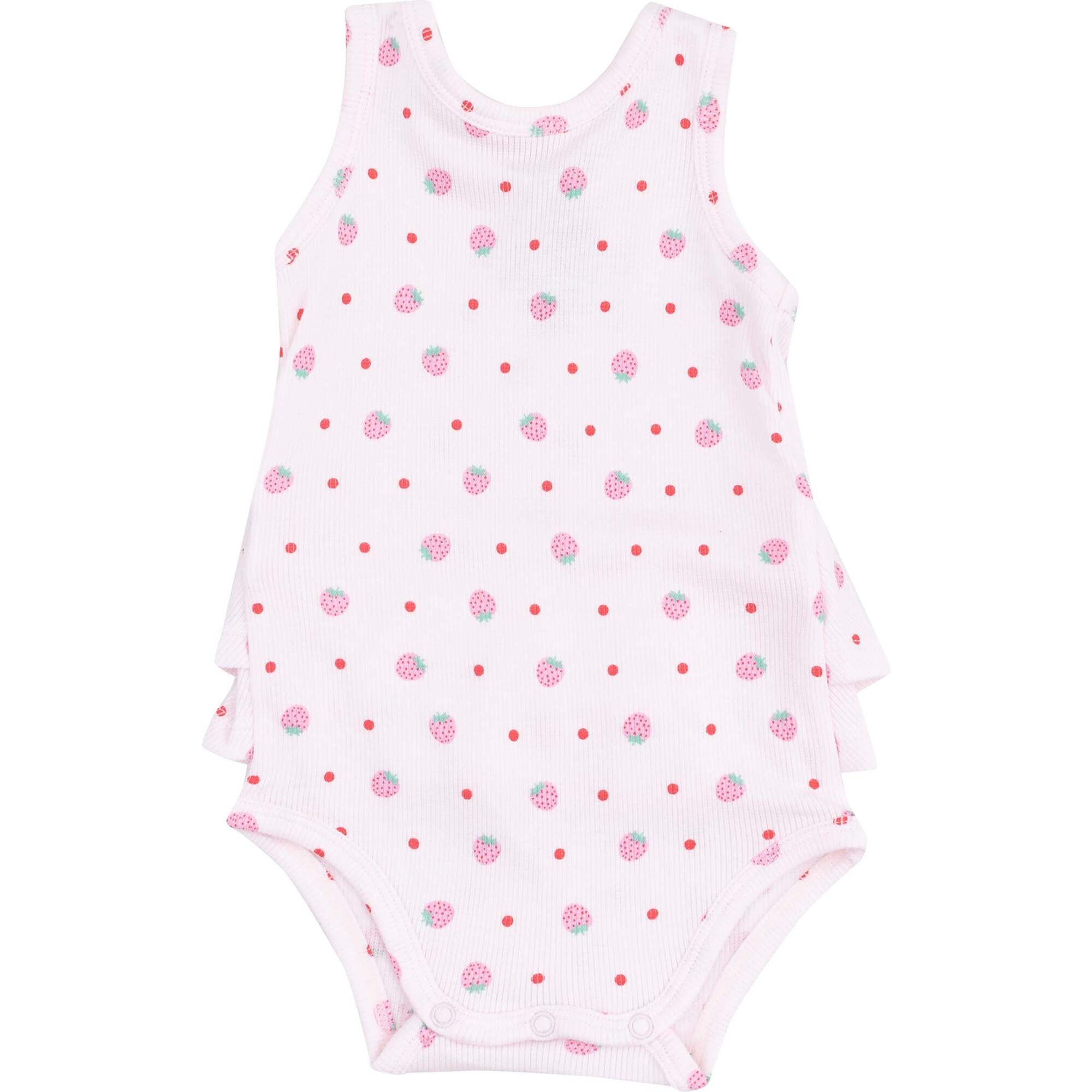 Ruffle Tank Bubble, Strawberry Swiss Dot - Rompers - 1