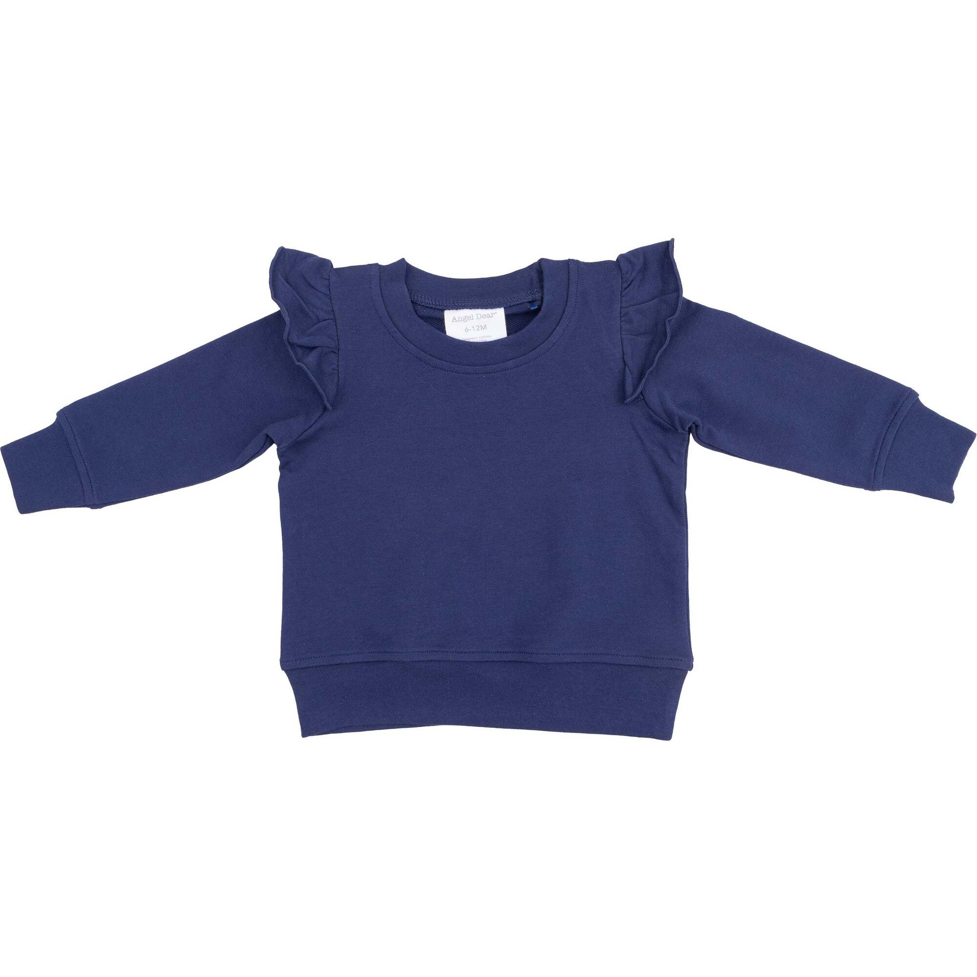 Ruffle Shoulder Sweatshirt, Navy French Terry - Sweatshirts - 1