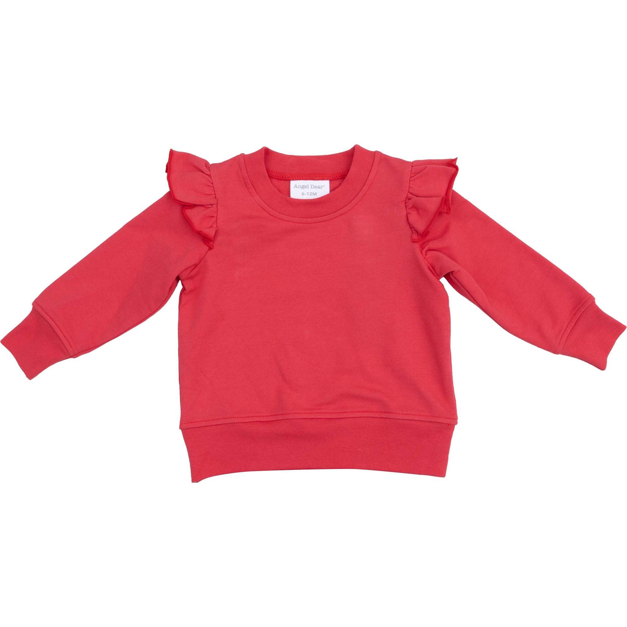 Ruffle Shoulder Sweatshirt,  Red French Terry - Sweatshirts - 1