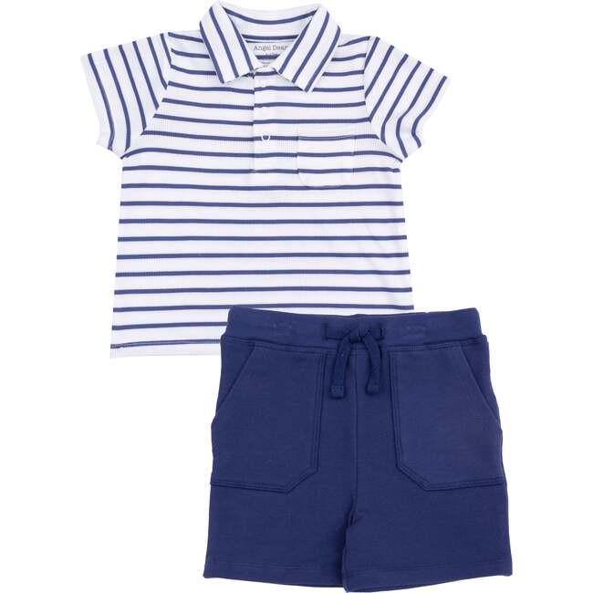 Polo Shirt And French Terry Short, Stripe Vintage Navy