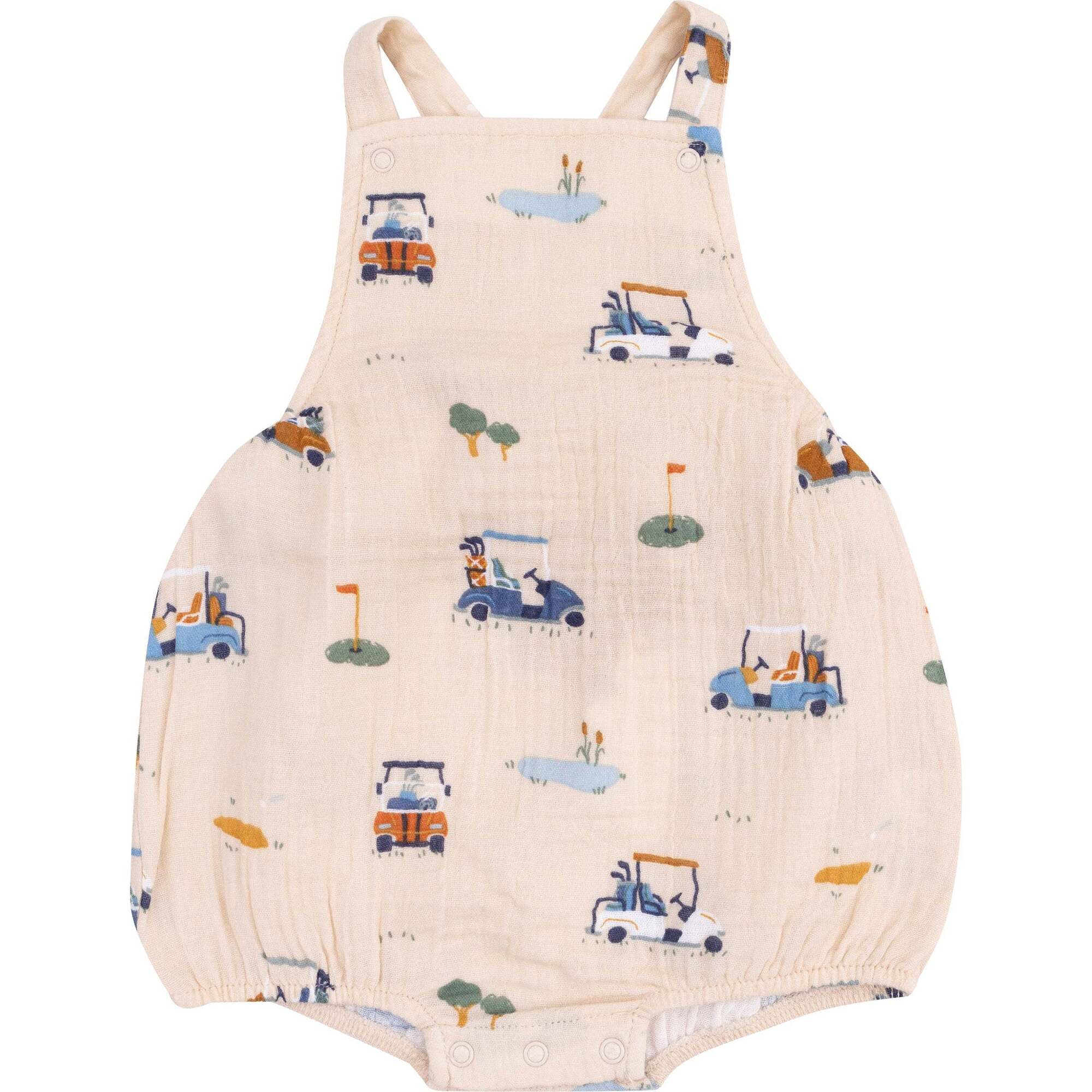 Pocket Sunsuit, Golf Cart Cuties Oatmeal - Rompers - 1