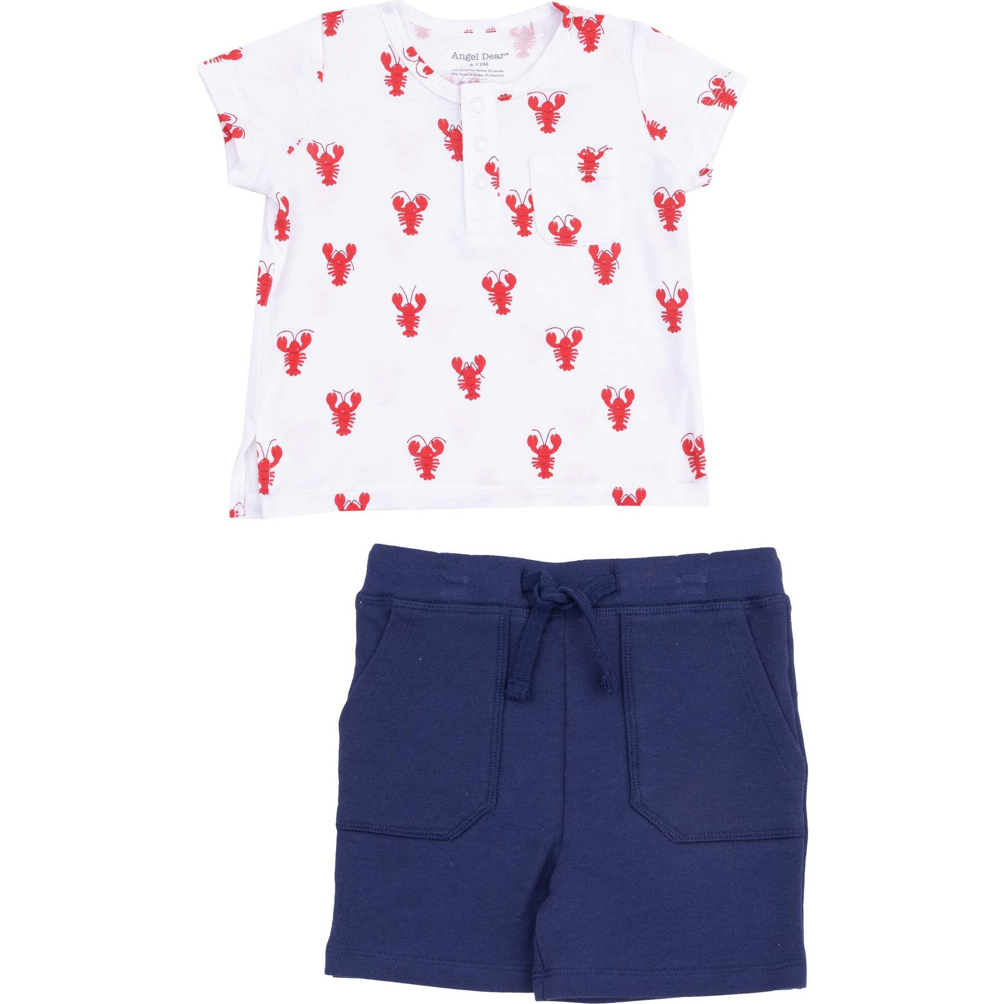 Pocket Henley and Short, Lobster Bamboo - Mixed Apparel Set - 1