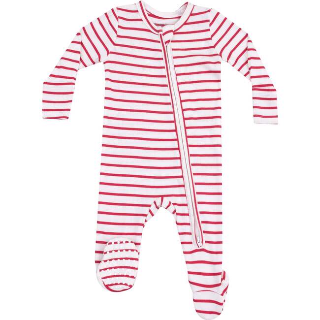 2 Way Zipper Footie, Stripe Vintage  Red