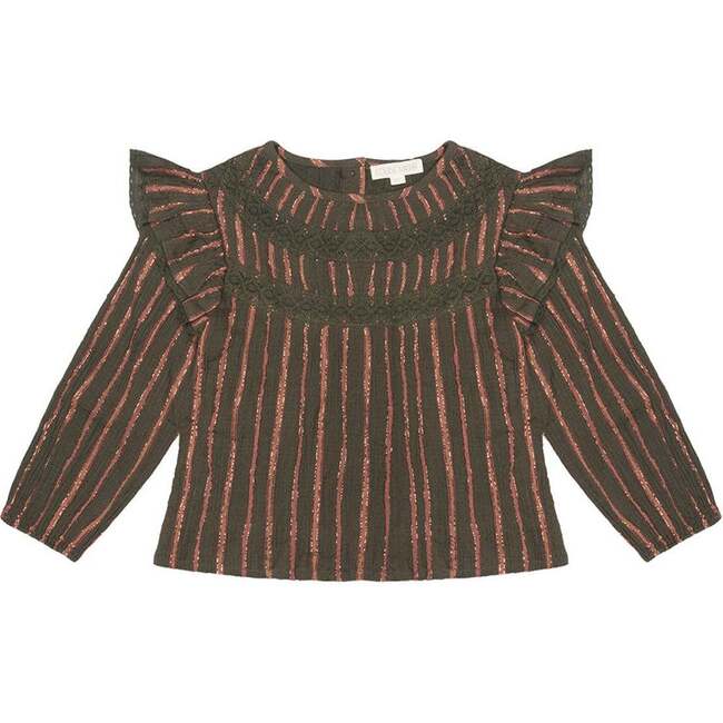 Blouse Janika Khaki Copper Stripes - Blouses - 1