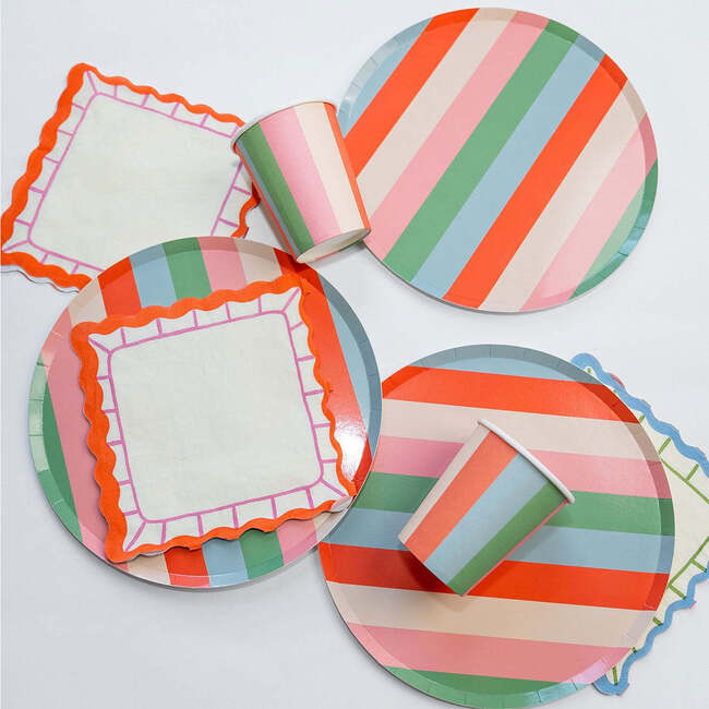 Vibrant Striped Party Pack – Paper Plates, Cups and Napkins for Every Celebration (x12 person party)