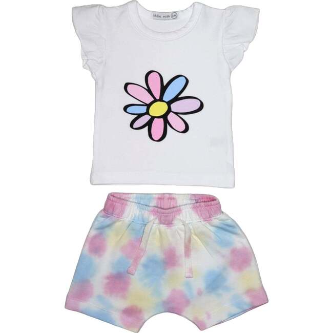 Baby Flutter Tee and Shorts Set, Tie Dye Flower