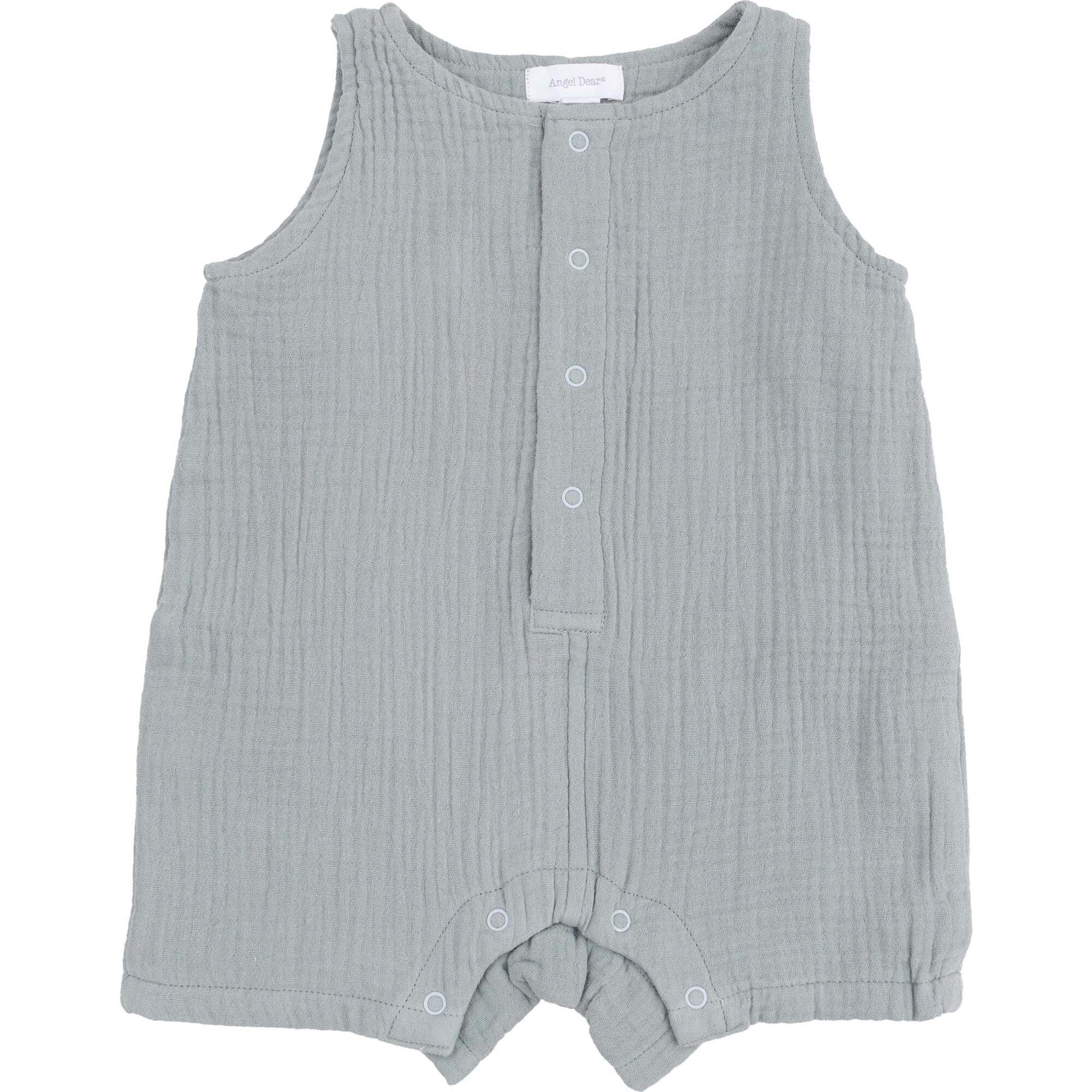Sleeveless Shortie Romper, Solid Muslin Slate Gray - Rompers - 1