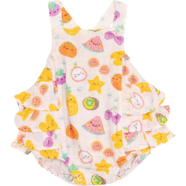Ruffle Sunsuit, Tropical Market Fruit