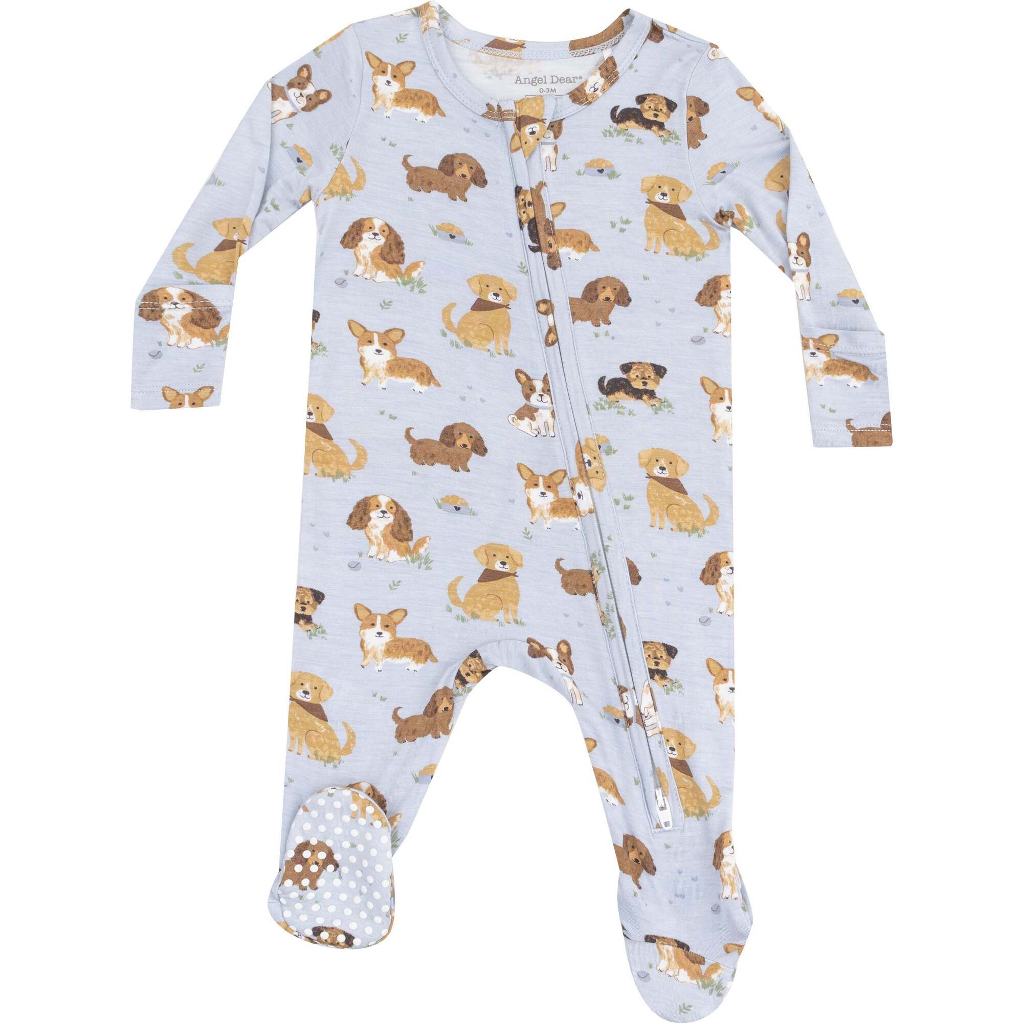 2 Way Zipper Footie, Best Friend Dogs Blue - Footie Pajamas - 1
