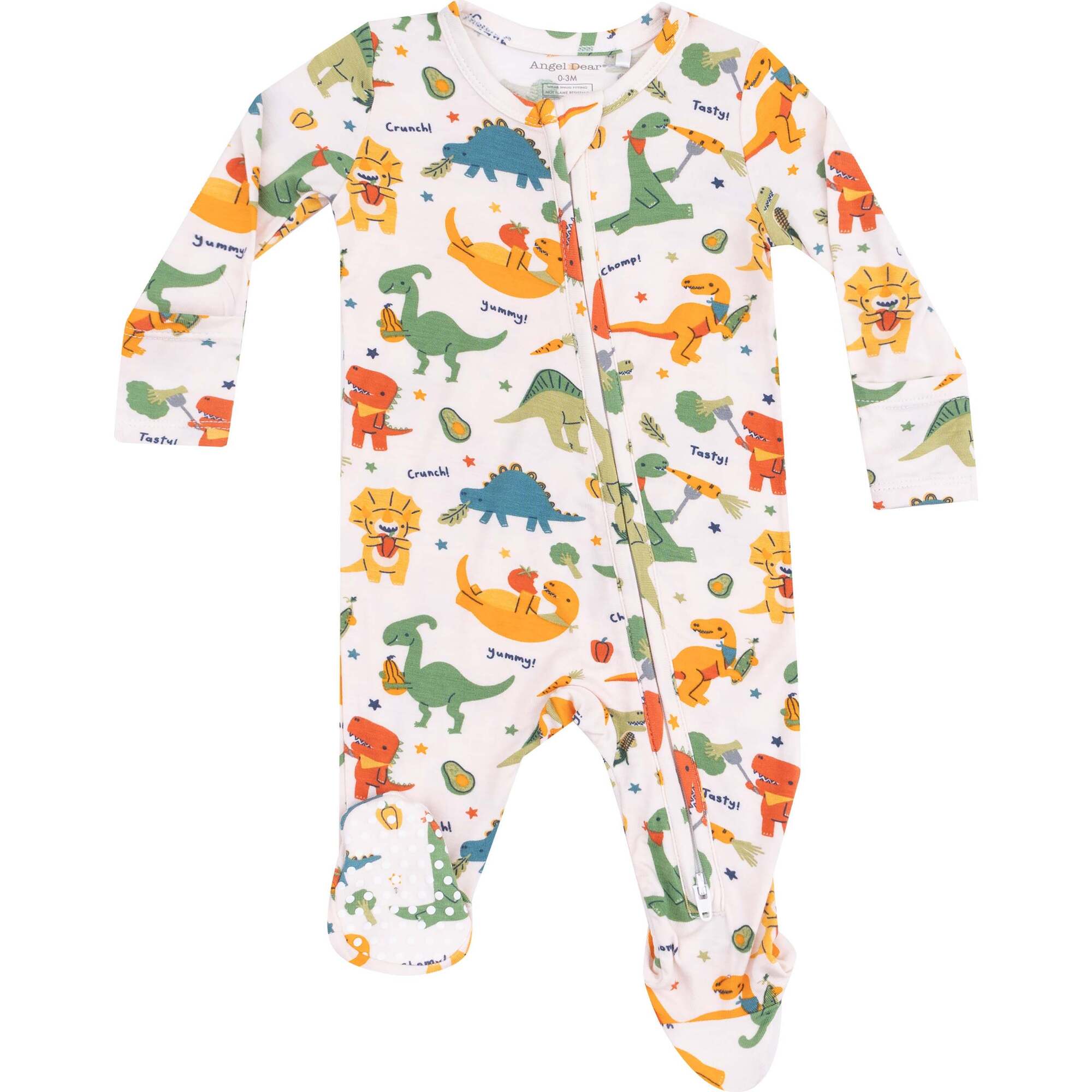 2 Way Zipper Footie, Veggie Dinos - Footie Pajamas - 1