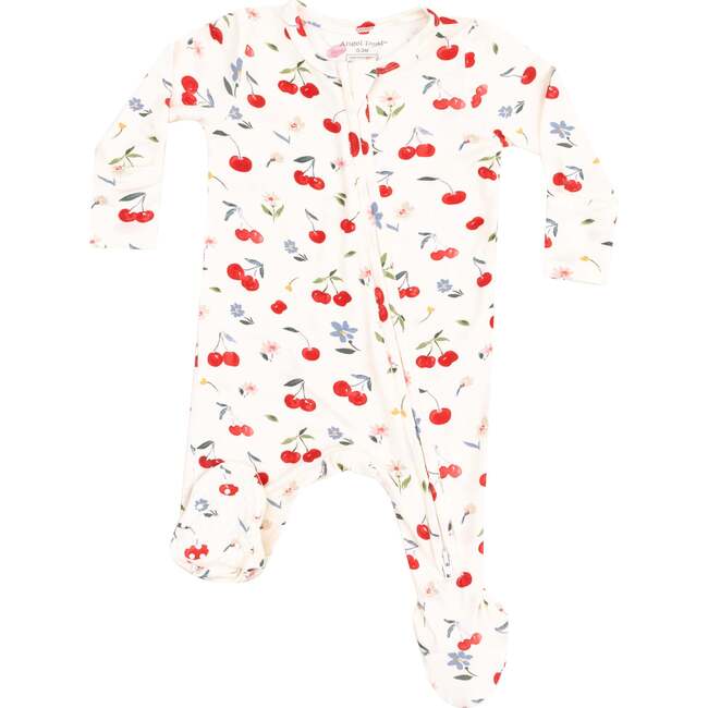2 Way Zipper Footie, Watercolor Cherries - Footie Pajamas - 1