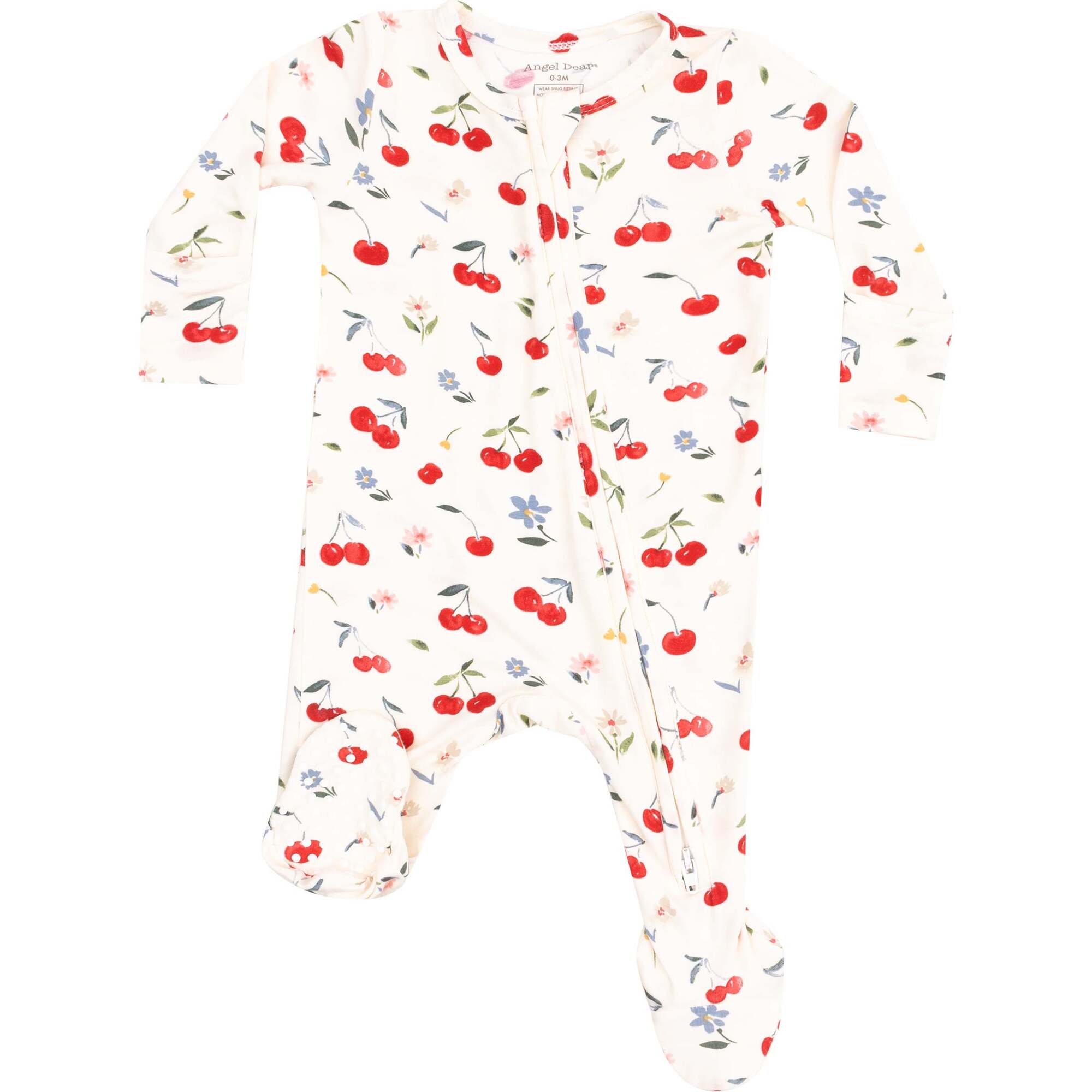 2 Way Zipper Footie, Watercolor Cherries - Footie Pajamas - 1