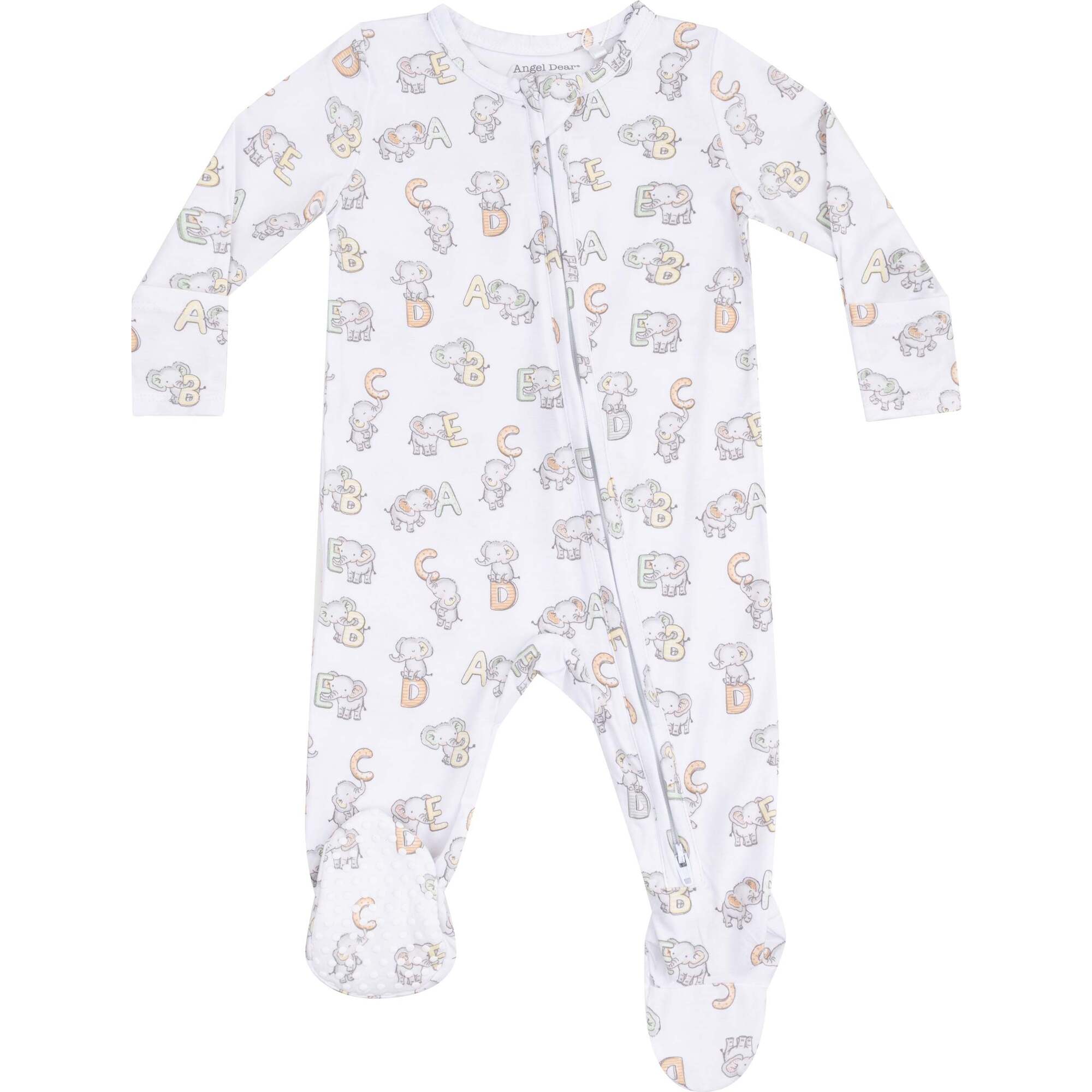 2 Way Zipper Footie, Vintage Elephant ABC - Footie Pajamas - 1