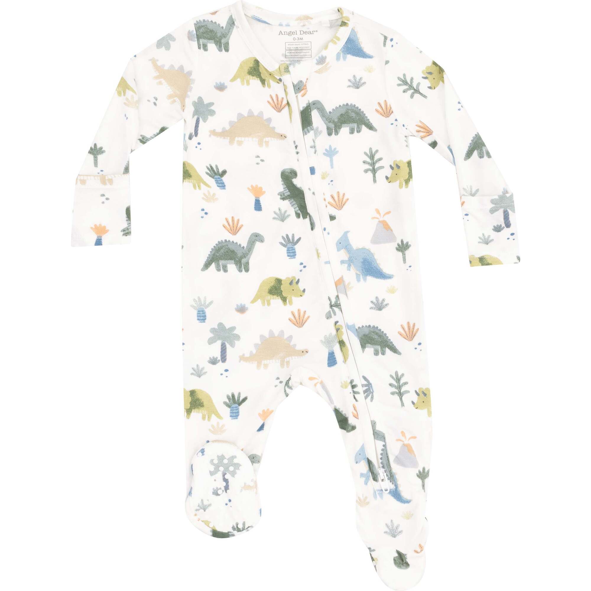 2 Way Zipper Footie, Soft Dinos - Footie Pajamas - 1
