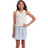 Kids White Rib Knit Tank Set, Bows & Blue - Mixed Apparel Set - 2