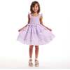 Kids White Ditsy Floral Purple Ruffle Tiered Dress, White - Dresses - 3