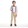 Kids White Buttondown Bowtie and Suspenders Set, White - Mixed Apparel Set - 3
