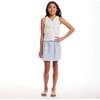 Kids White Rib Knit Tank Set, Bows & Blue - Mixed Apparel Set - 3
