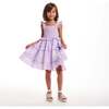 Kids White Ditsy Floral Purple Ruffle Tiered Dress, White - Dresses - 5