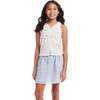 Kids White Rib Knit Tank Set, Bows & Blue - Mixed Apparel Set - 4