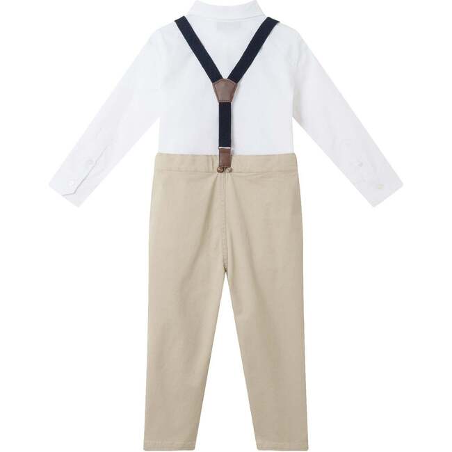 Kids White Buttondown Bowtie and Suspenders Set, White - Mixed Apparel Set - 5