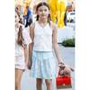 Kids White Rib Knit Tank Set, Bows & Blue - Mixed Apparel Set - 5