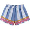 Kids Top & Short Set w/ Ric Rac Trim, Blue & White Striped - Mixed Apparel Set - 4