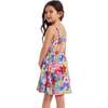 Kids Tropical Printed Rib Knit Dress w/ Back Cutout, Tropical - Dresses - 7