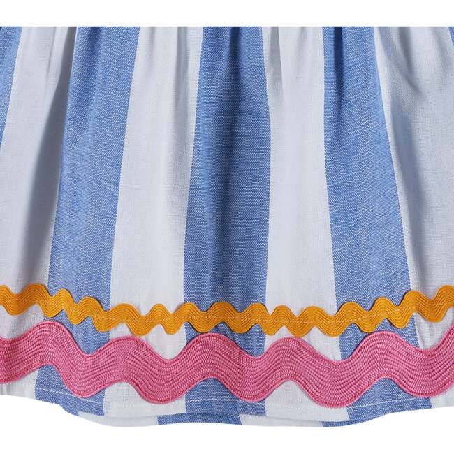 Kids Top & Short Set w/ Ric Rac Trim, Blue & White Striped - Mixed Apparel Set - 5