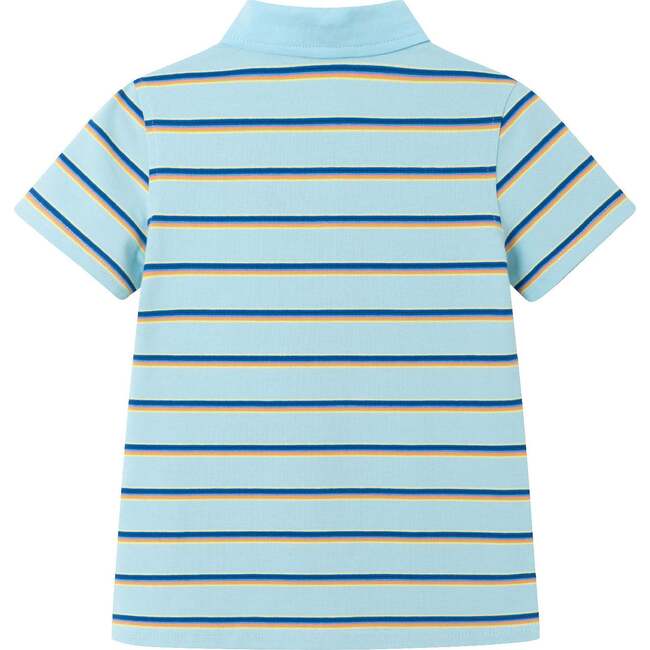 Kids Striped w/ Palm Pocket Polo, Light Blue