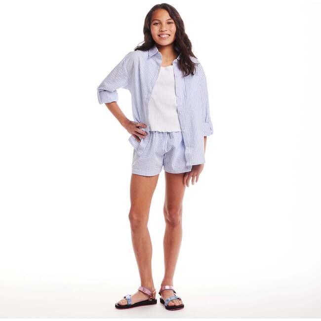 Kids Striped Woven Buttondown & Short Set, Seaside Breeze - Mixed Apparel Set - 2