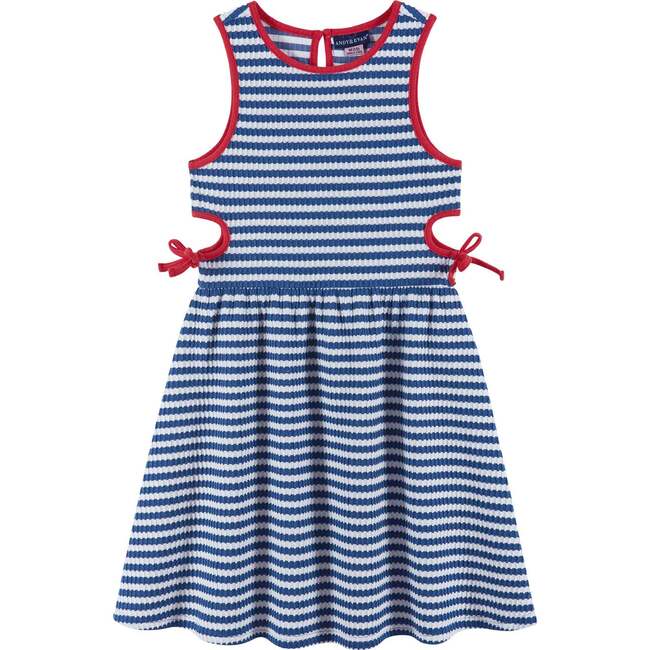 Kids Rib Knit Dress w/ Side Cutout Details, Multi Striped