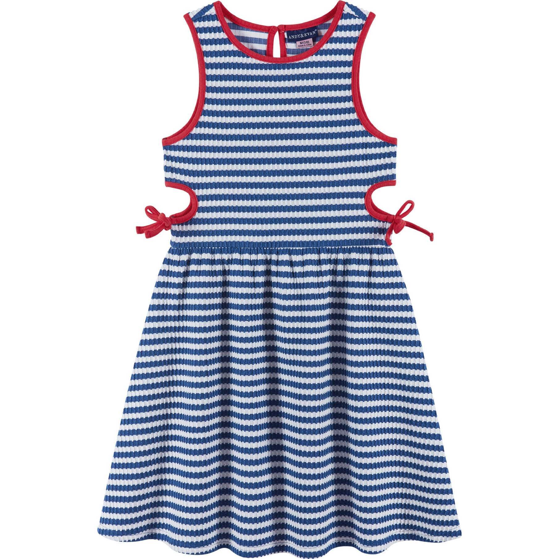 Kids Rib Knit Dress w/ Side Cutout Details, Multi Striped - Dresses - 1