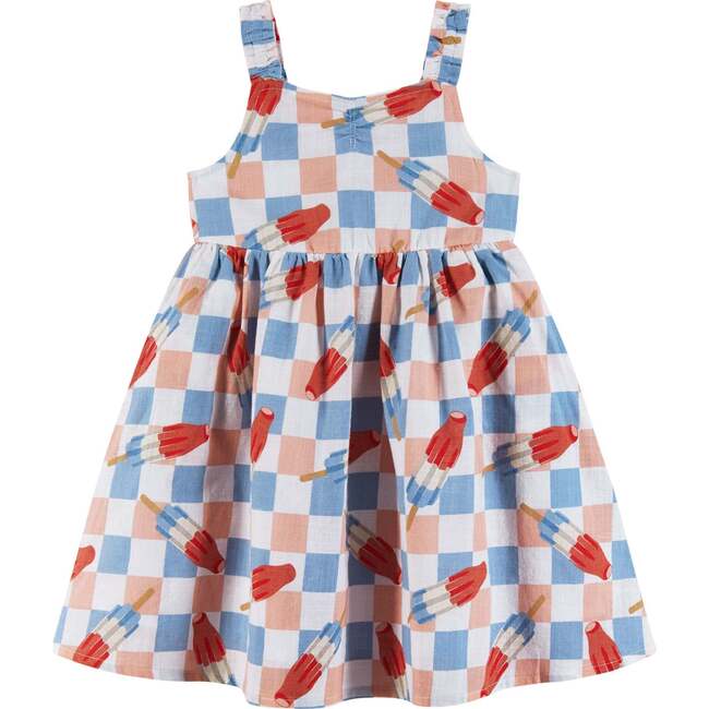 Kids Printed Linen Dress, Rocket Pop