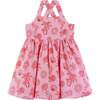 Kids Pink Tropical Icon Printed Gauze Dress, Pink - Dresses - 1 - thumbnail