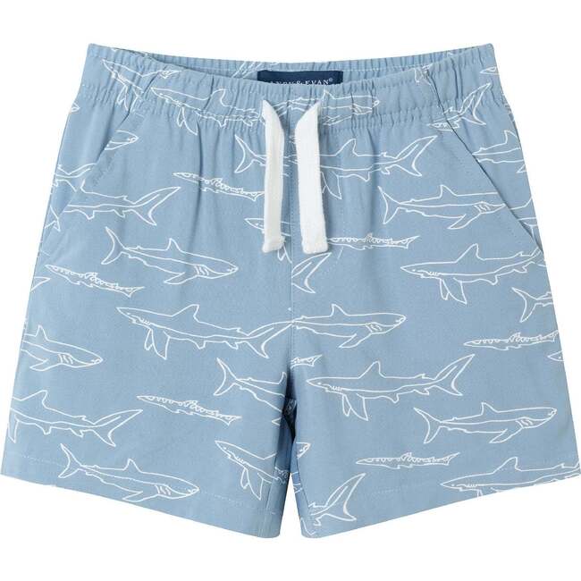 Kids Shark Print Buttondown Set, Blue - Mixed Apparel Set - 5