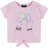 Kids Pink Raglan Sleeve Knot Detail Tee, Fortune Teller Graphic - T-Shirts - 1 - thumbnail